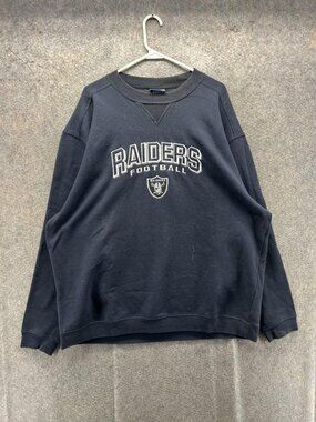 Raiders Sweatshirt Mens 2XL Black NFL Football Reebok Pullover Crewneck